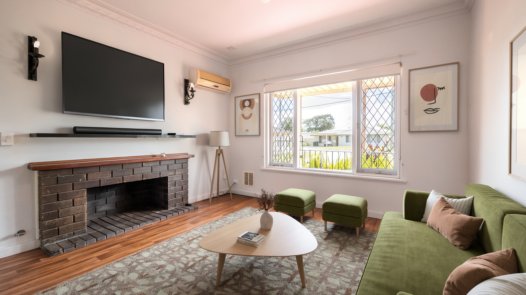Virtually staged living room